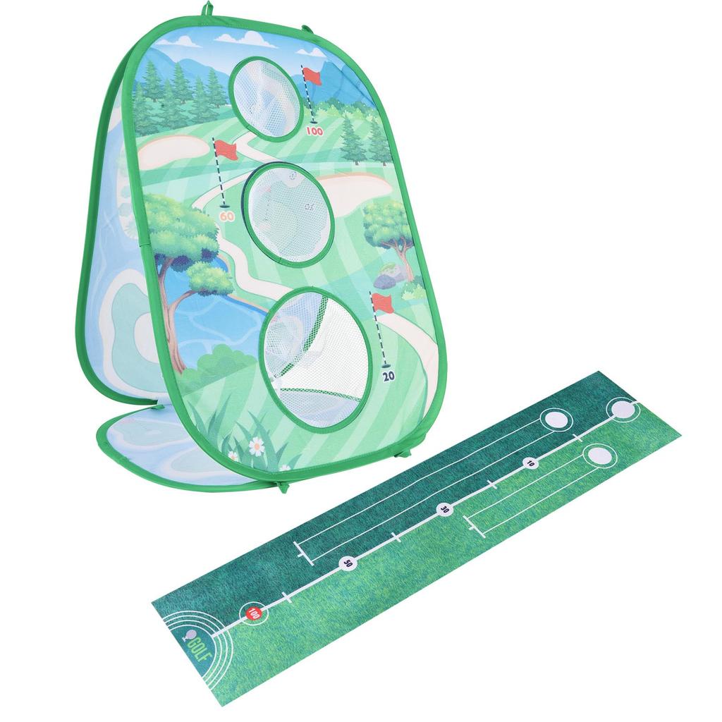 Golf Game Mat Set Throwing Hitting Kit Portable Golf Practice Set 3 In 1 for Children Outdoor Indoor