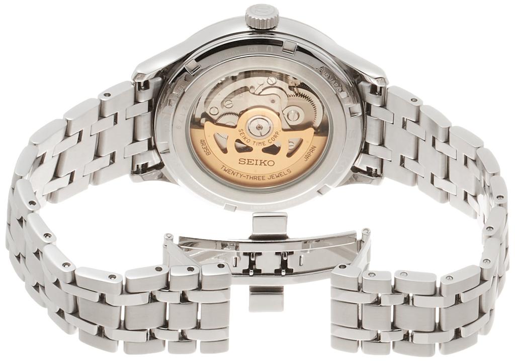 [Часы Seiko] Наручные часы Presage с белым штампованным циферблатом, прозрачной задней крышкой, сапфировым стеклом с двойным изгибом, SARY099, мужские, серебристые
