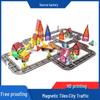 Cross-Border Magnetic Building Blocks: Strong Magnet Road & City Traffic Tiles with Crane & Stained Glass Design