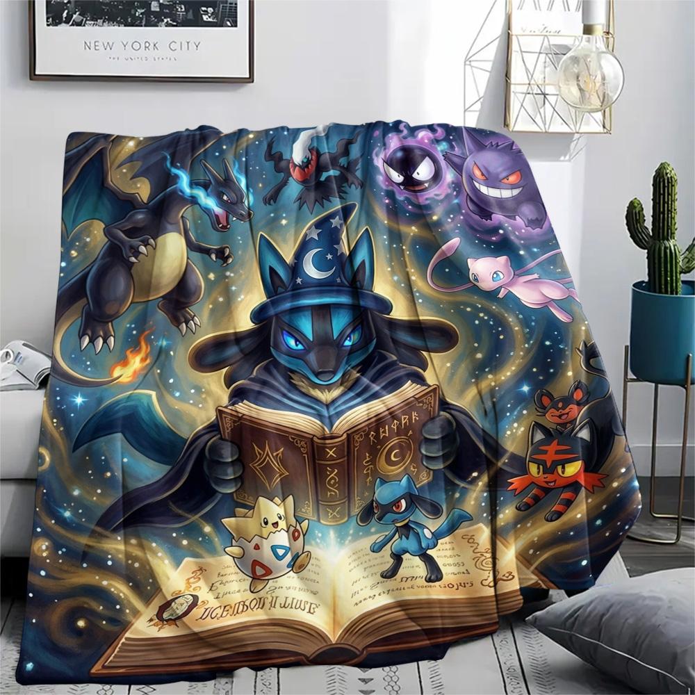 Pokemon Pikachu Print Cozy Warm Flannel Blanket Comfortable for Indoor Picnic Travel Bedroom Sofa.-TING