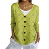 Women's Fashion Casual Knit Sweater Button-Up Christmas Print Cardigan Jacket