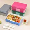 Bento Lunch Box for Kids with Spoon Fork Compartment Sealed Lunch Boxes Microwave Heating Bento Box Toddler Bento Containers