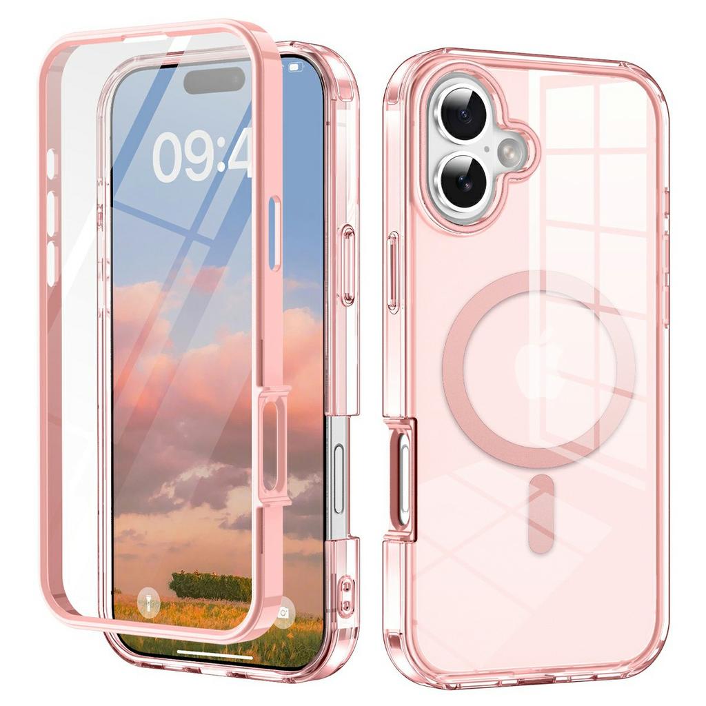 Чехол для iPhone 17, совместимый с MagSafe, прозрачная накладка для телефона из ПК+ТПУ с защитной пленкой для экрана из ПЭТ