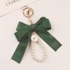 Large Bow Key Ring Pearl Keychain Car Pendant Creative Colorful Ribbon Fabric Knot Key Chain Accessories