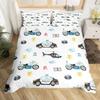 Kids Boys Cartoon Police Car King Queen Duvet Cover Set White Grey Black 2/3pcs Polyester Quilt Cover with Vehicle Bedding