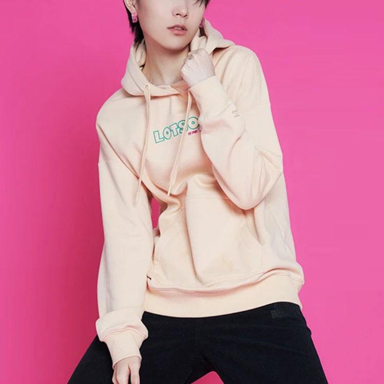 Li Ning X Disney Toy Story Collaboration Strawberry Bear Series Cartoon Pattern Флисовый свитер с капюшоном Женские толстовки с капюшоном Янтарно-абрикосовый AWDR756-2