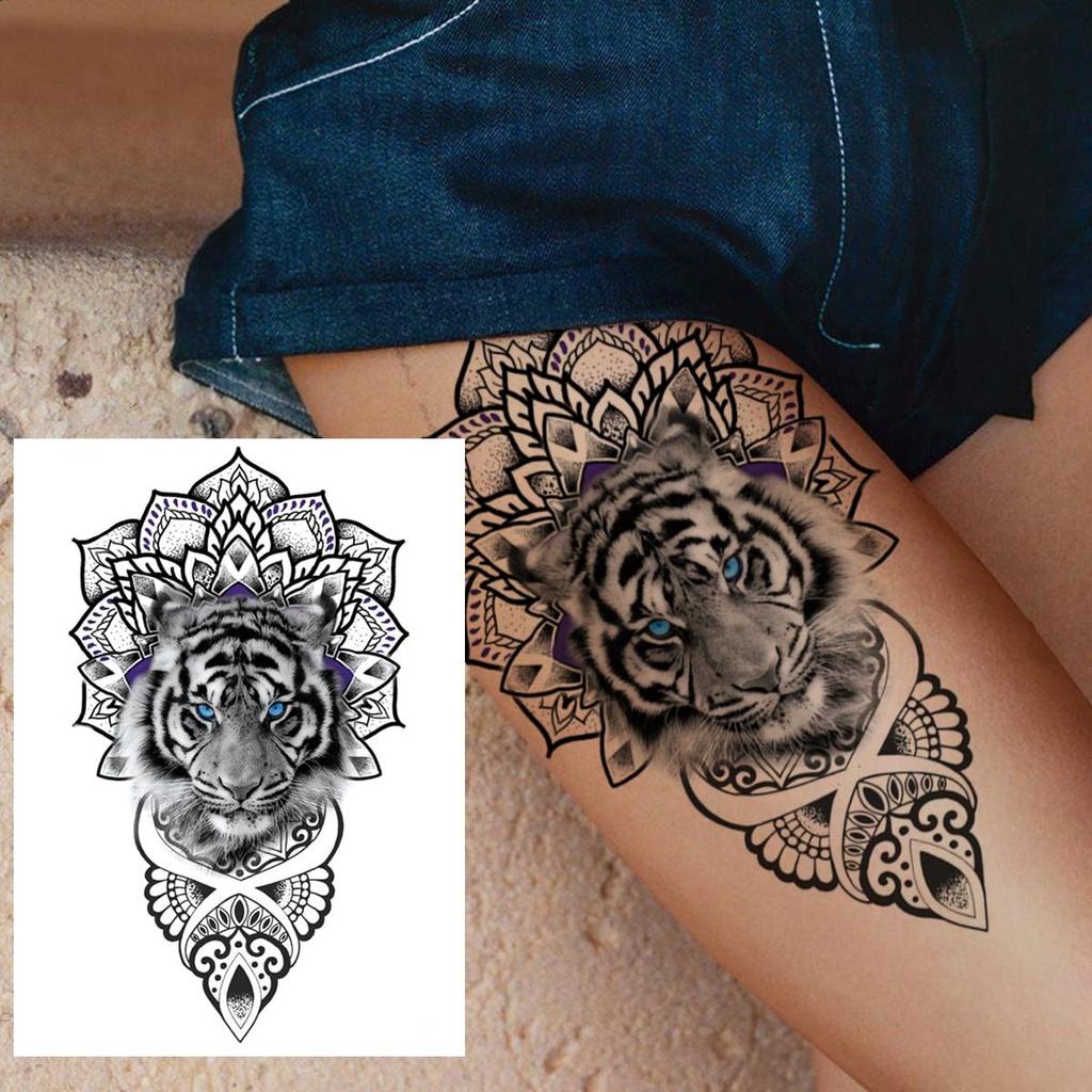 Временная татуировка с большим тигром для женщин, мужчин, детей, девочек, акварель, леопард, лев, татуировка, наклейка, поддельные одноразовые татуировки Wasit, поставки