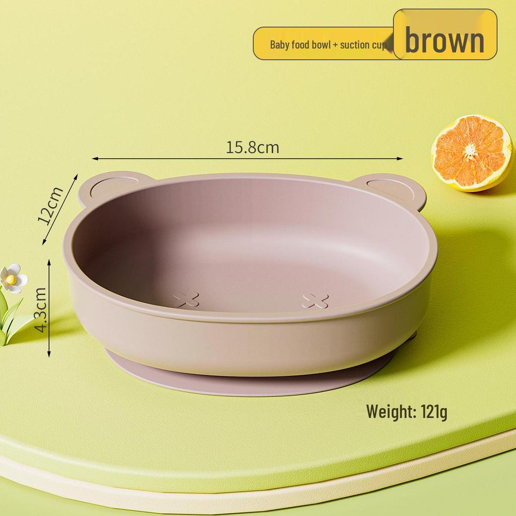 Silicone Baby Bowl with Lid, Food-Grade Suction Cup, Anti-Fall, Little Bear Design