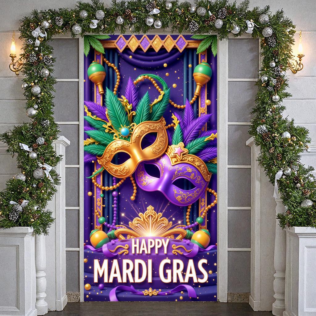 Баннер Mardi Gras Изящная Маска Украшение для Вечеринки Баннер Карнавальный Блестящие Блестки Баннер Mardi Gras Для Фотосессии Фестиваль