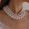 Tooxika Retro Elegant Fashion Choker Necklace Exaggerated Pearl Geometric Personality Temperament Necklace