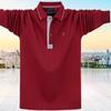 2024 Men's Plus Size Oversized Long Sleeve Polo T-shirt - Business Office Trend, Large Cotton Lapel Top for Big & Tall