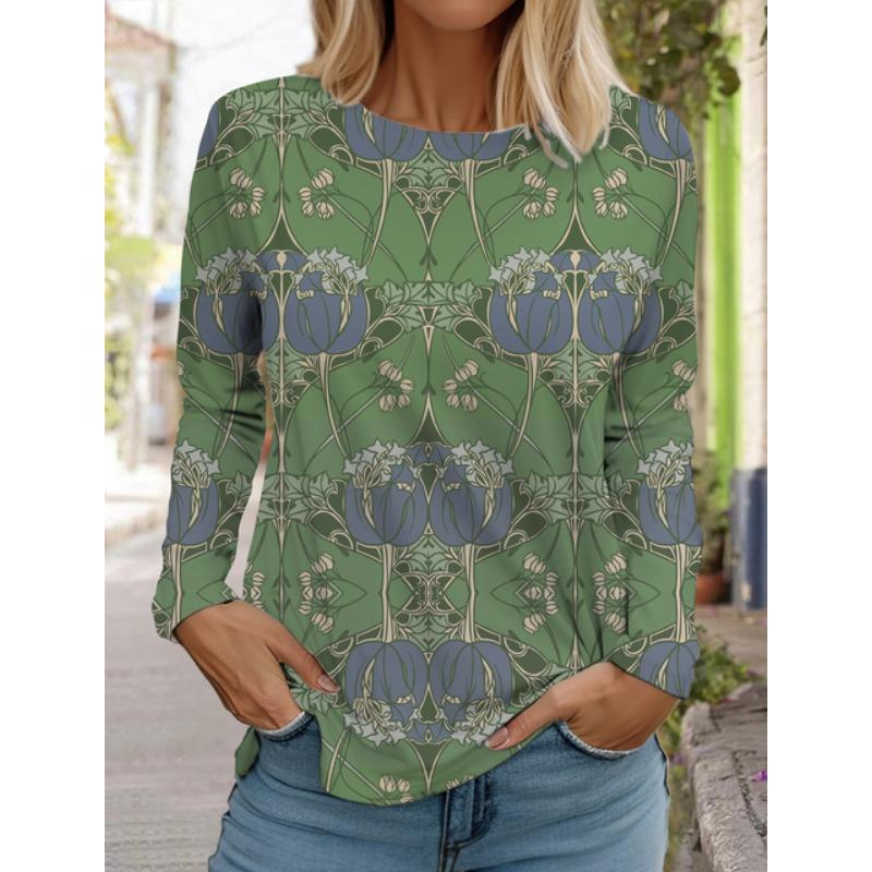 Женские белые топы с длинными рукавами, повседневные топы с круглым вырезом, 3D-принт с цветами, модный трендовый принт, женская футболка с длинными рукавами