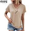 Women's Fashion Casual Summer Spring Solid Color Print Short Sleeve V-Neck Blouses & Shirts
