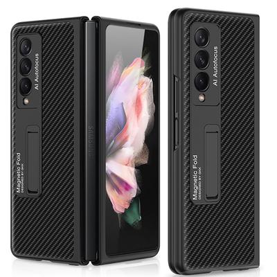 Для Samsung Galaxy Z Fold 3 Чехол Всесторонняя защита из углеродного волокна с беспроводной зарядкой и функциями подставки для просмотра Крышка