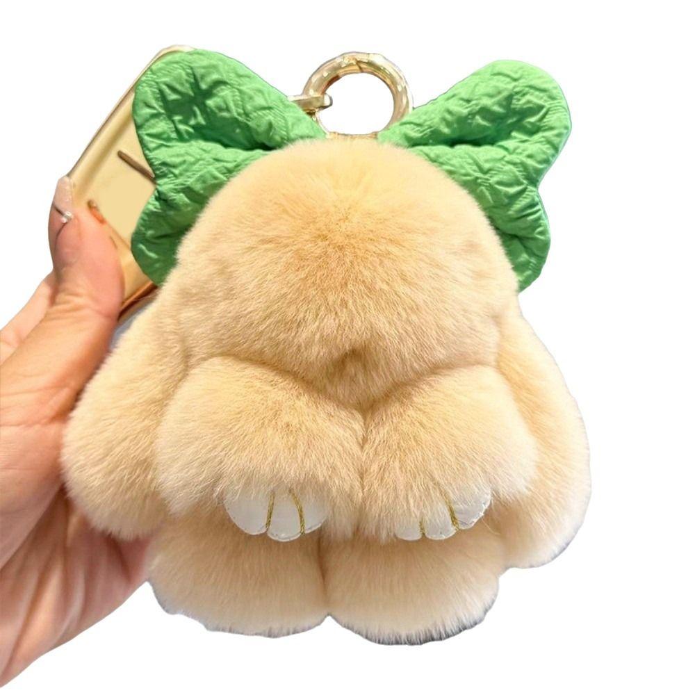 Pompom Faux Rabbit Fur Keychain Hanging Ornaments Bag Charms Plush Rabbit Key Chain Car Key Ring