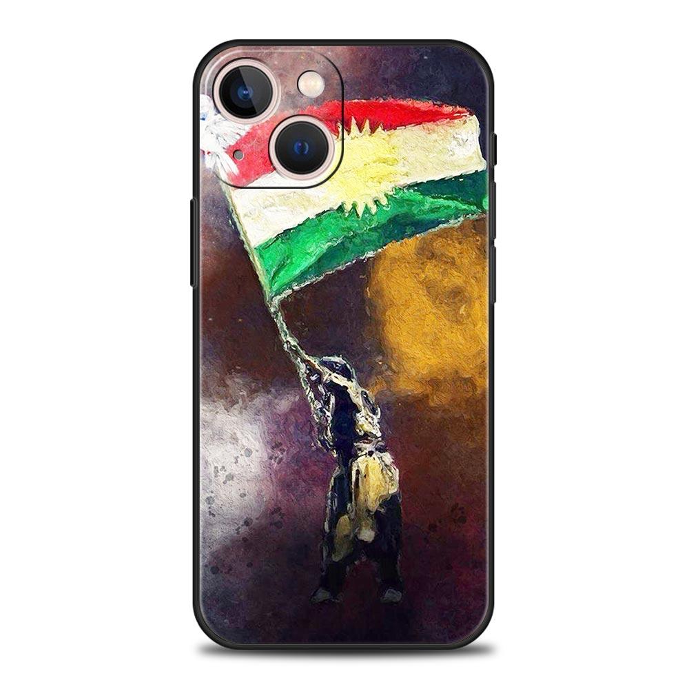 Чехол для телефона с флагом Курдистана для iPhone 16 15 14 11 Pro Max 12 13 7 8 Plus X XR XS SE 2020 Мягкий черный чехол