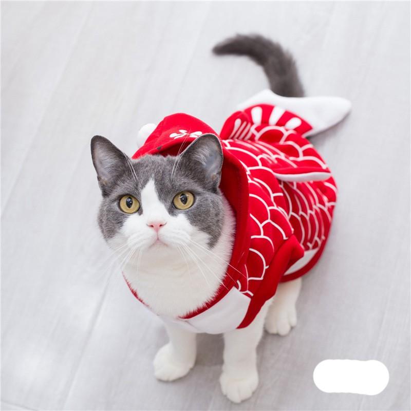 Pet Costume Fish Shape Dog Outfit Halloween Dress Up Cotton Vest Small Medium Large Dogs