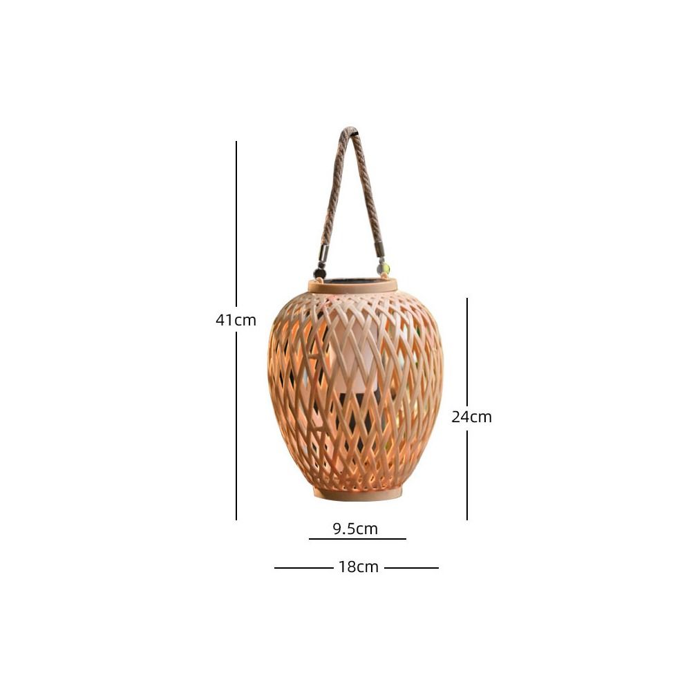 Solar Bamboo Weaving Lantern 600 mAh Waterproof Chinese Lantern Lights Warm Light LED Garden Decorative Light