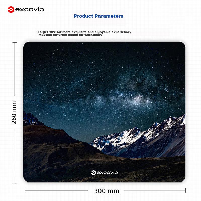 EXCO Glass Mouse Pad, Professional Photovoltaic Mouse Pad, Hard Keyboard Desk Mat, Computer Laptop Large Pad, 300*260mm, Snow Mountain Starry Sky 0161