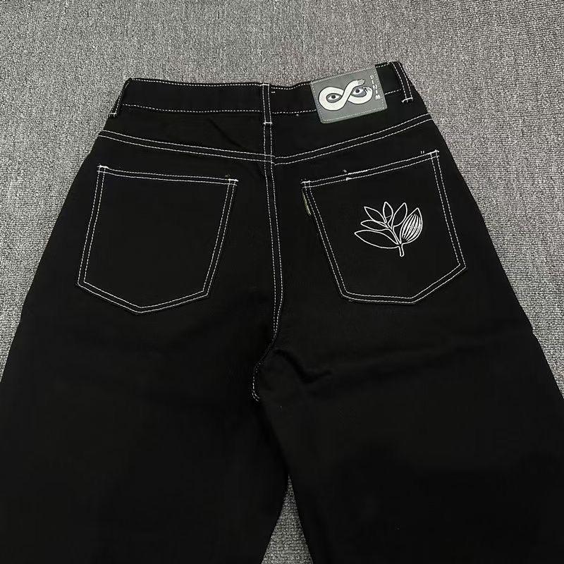 RogueWave Casual Jeans High-quality Streetwear Trendy Men Women Wide-leg Pants Denim Trousers