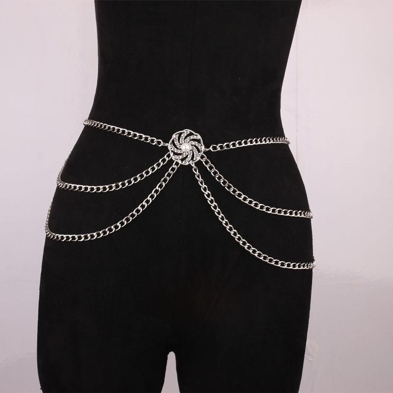 Sexy Gold Color Crystal Waistband Adjustable Length Chain Waist Chain for Women Boho Belt Body Jewelry Summer Bikini Accessories