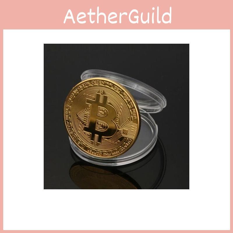 Памятная монета Bitcoin с металлическим основанием и акриловым дисплеем для деловых подарков