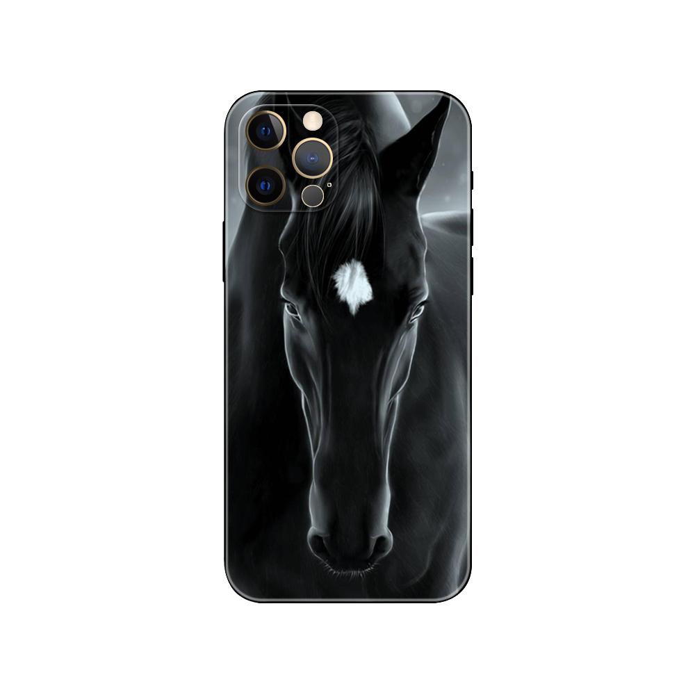 Чехол для телефона Running a horse in a animal pouch для iPhone SE 6 6S 7 8 Plus X 10 XR XS 11 12 13 mini pro MAX, черная задняя крышка из ТПУ