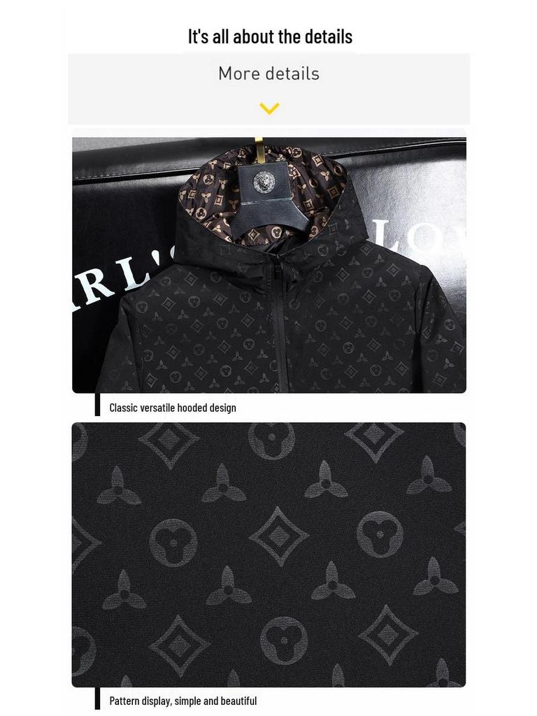 European Style Light Luxury Men's Trendy Casual Jacket - Spring/Autumn 2024, Long Sleeve Printed Top
