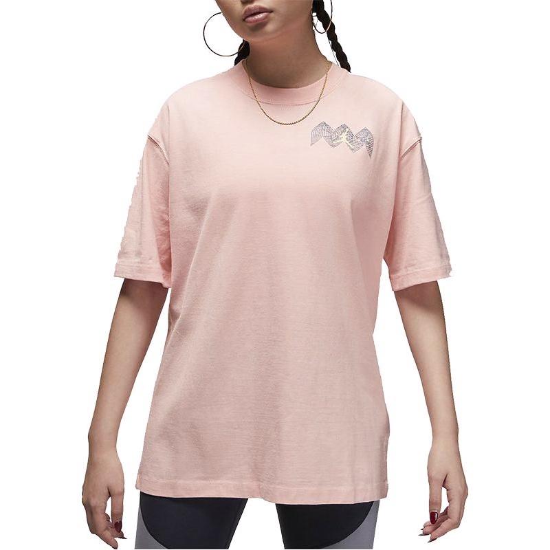 Jordan Drop Shoulder Sleeve T Shirt Women's Orange Pink DO5015-800