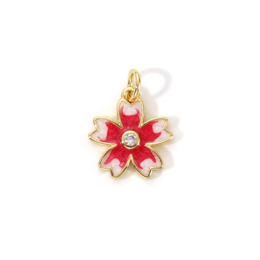 2pcs Enamel Flower Butterfly Brass Charms 18k Gold Plated Multicolor Exquisite Small Pendants For Earrings Necklace Findings