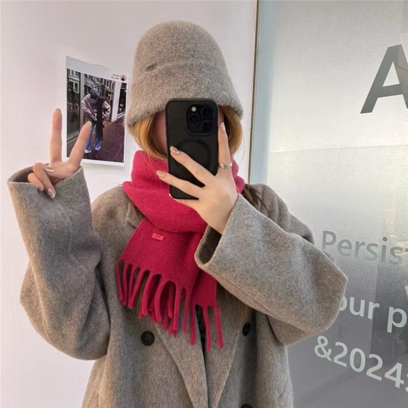 New Winter High end October Siege All Match Solid Color Wool Scarf for Women Thickened Warm Long Scarf