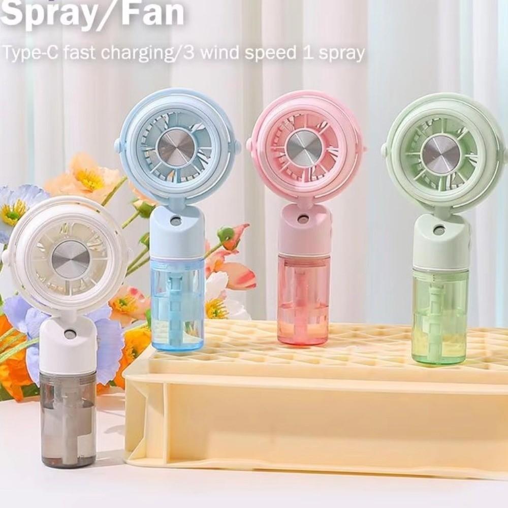 Hanging Neck Water Mist Fan Type-C Rechargeable Handheld Fan Portable Spray Fan  Summer