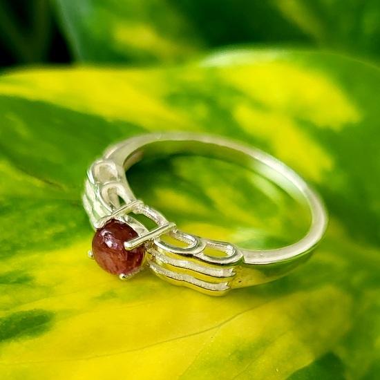 Кольцо из стерлингового серебра 925 пробы с натуральным розовым турмалином, 7 шт., A36