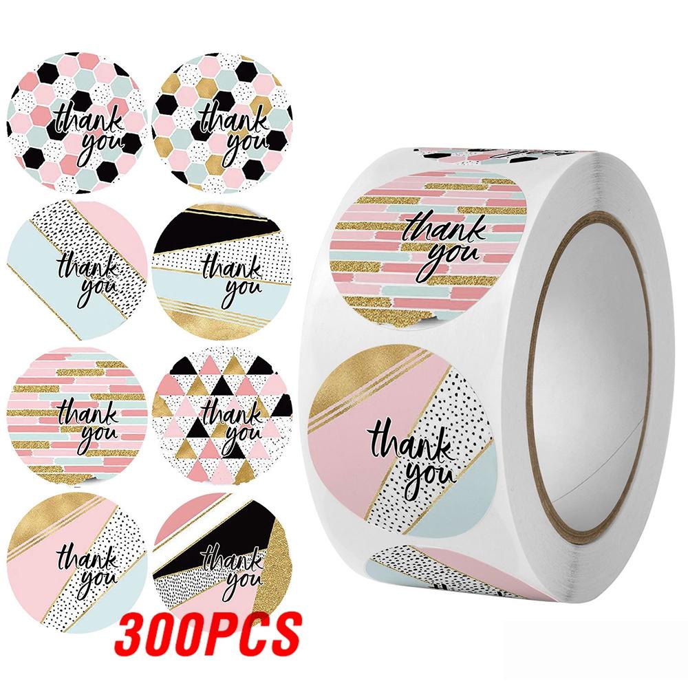 100-500pcs Thank You Paper Stickers Cookie Bag Cake Box Self-adhesive Sticker Christmas Party Gift Wrapping Supplies