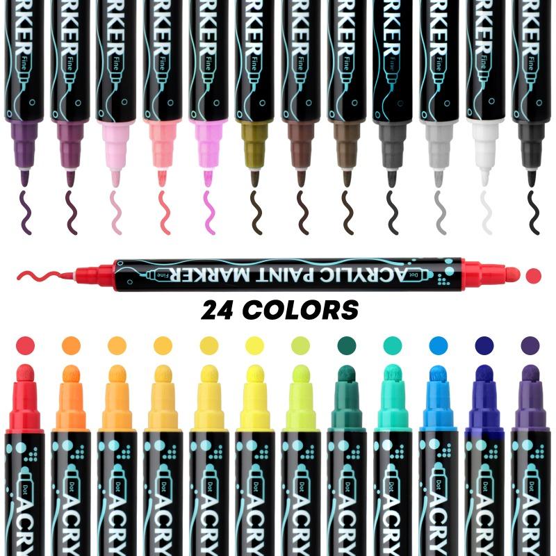 Acrylic Marker Pen12/24/26/48/ 60 Color Double Head Impermeable Paper Water-based Stackable Acrylic Pen Pigment Soft Head Brush