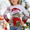 Kids Clothes Girl T-Shirt Long Sleeve Christmas 3D Cat Print Children Spring Fall Clothes Casual Round Neck Girl Clothes Tops