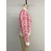 Half High Neck Knit Autumn Winter Floral Jacquard Pink Sweater