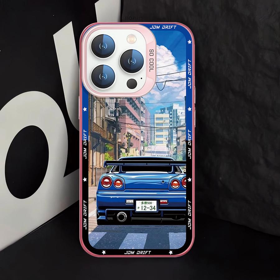 Мягкий чехол для iPhone 16e 11 12 13 Pro Max 14 15 16 Plus Японский JDM Дрифт-кар
