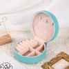 Portable Round Jewelry Box Necklaces Earrings Rings Jewelry Organizer Display Travel Jewelry Case Boxes Leather Storage Box K-