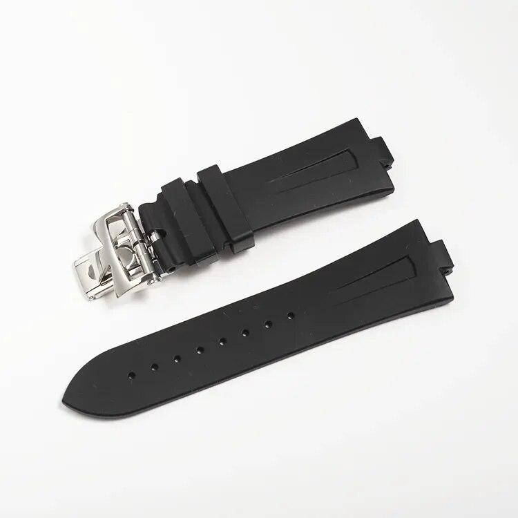 25mm Black Blue Soft Rubber Silicone Watch Band For Vacheron Constantin Strap VC Watchband Wristband Folding Buckle