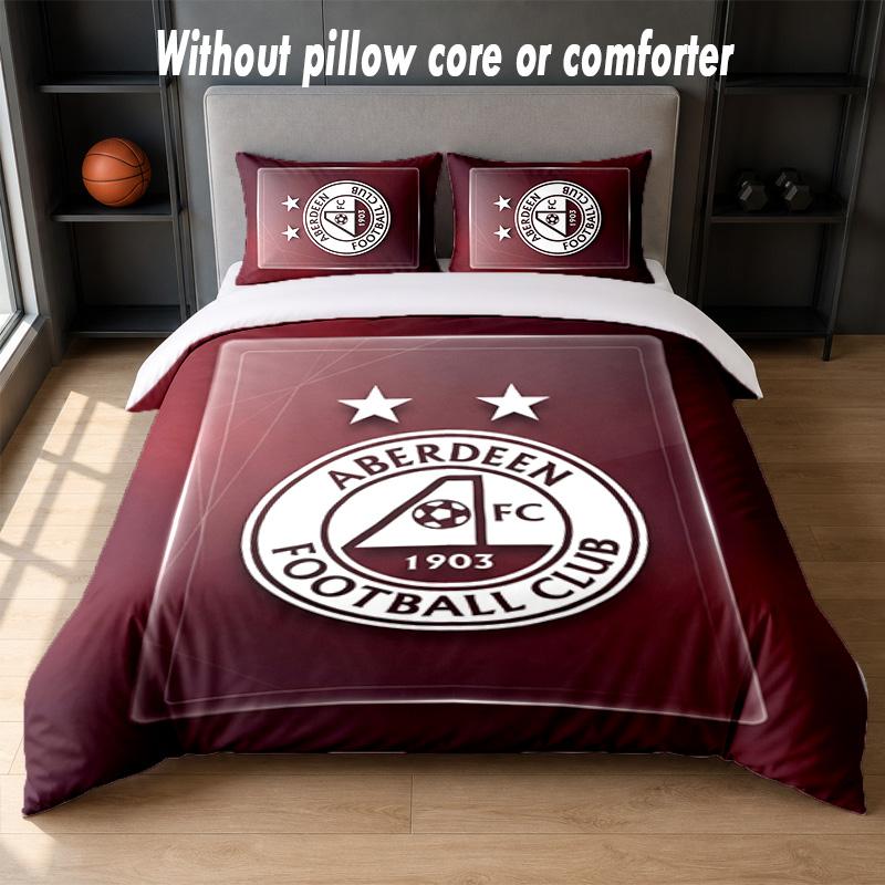 Aberdeen FC Design Bed Bedding Set 1 Duvet Cover + 2 Pillowcases Soft Breathable Household Bed Linens