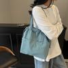 Легкая нейлоновая тканевая сумка женская 2025 новая простая наплечная сумка сумочка модная сумка-ведро на шнурке