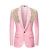 Mens Fashion Golden Sequined Wings Suit Jacket Blazer