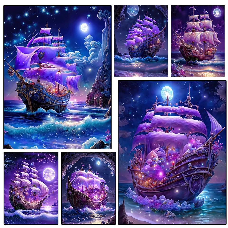 5D Diy Diamond Painting New Arrival Ship Sailboat Jewelry Cross StitchEmbroidery All Mosaic Art Home Decoration Blessing Gift