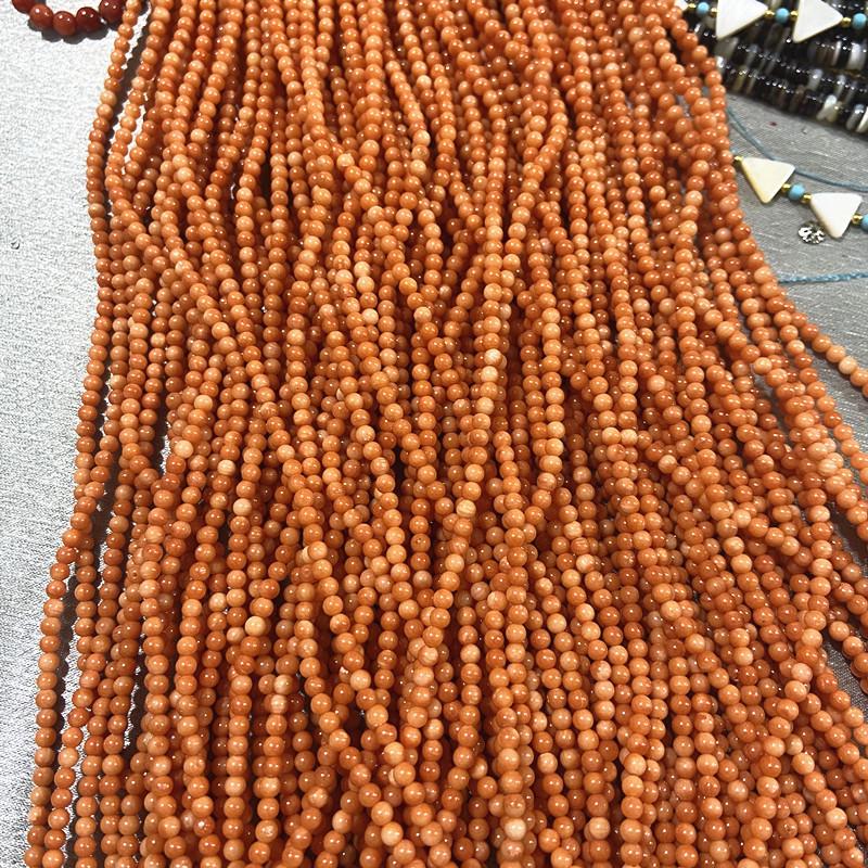 4mm Orange Natural Sea Bamboo Round Beads for DIY Jewelry Making - Loose Semi-Finished Products