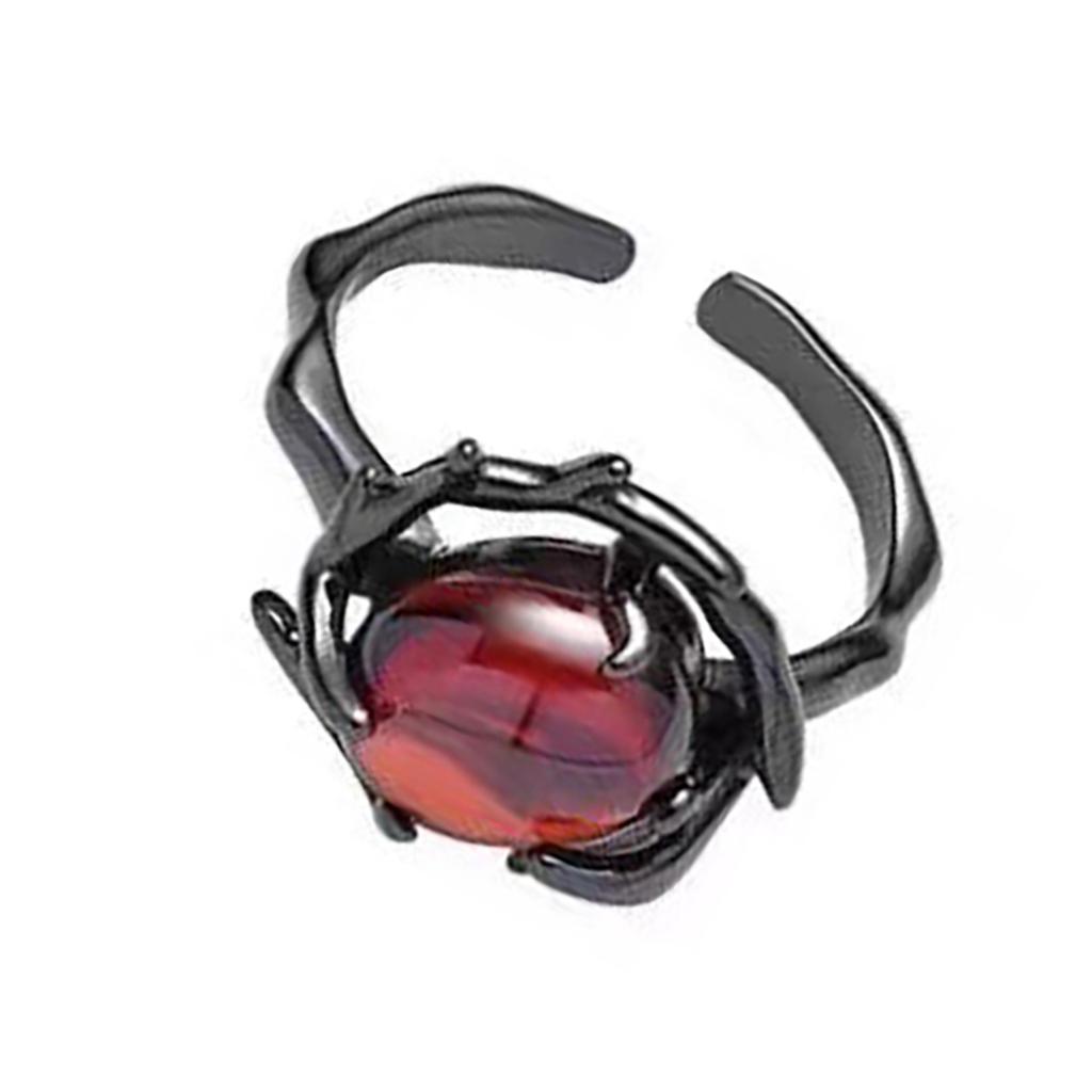 Кольцо из готического кристалла и жидкого металла, необычное, черное, шип, лава, регулируемое, цирконовое, открытое, ювелирное украшение для ценителей моды