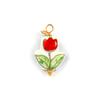 2PCs 304 Stainless Steel & Ceramic Tulip Flower Charms Flora Collection 18K Gold Plated Pendants For DIY Necklace Jewelry Making