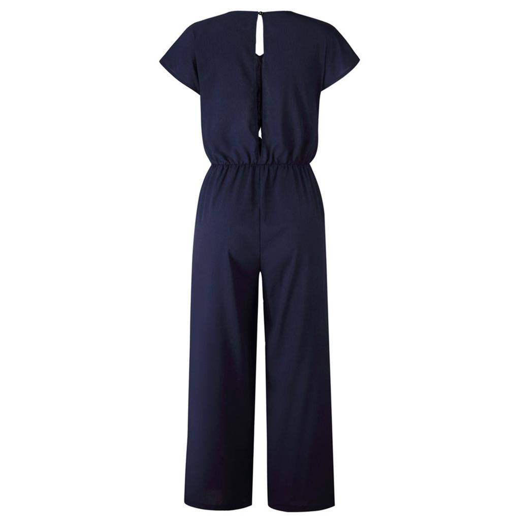 Women Summer V Neck Short Sleeve Rompers Jumpsuit Playsuit