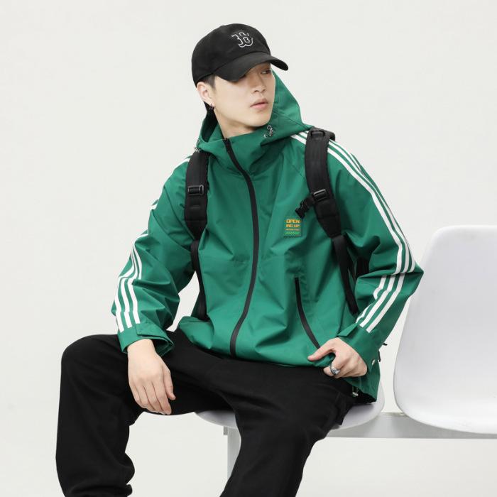 Куртка для активного отдыха Мужская куртка для инструментов Свободная куртка большого размера Тяжелая модная спортивная куртка с капюшоном Износостойкая