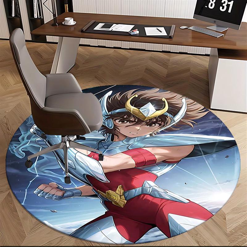 1pc Saint Seiya Athena Round Carpet - Anime Design Office Chair Mat